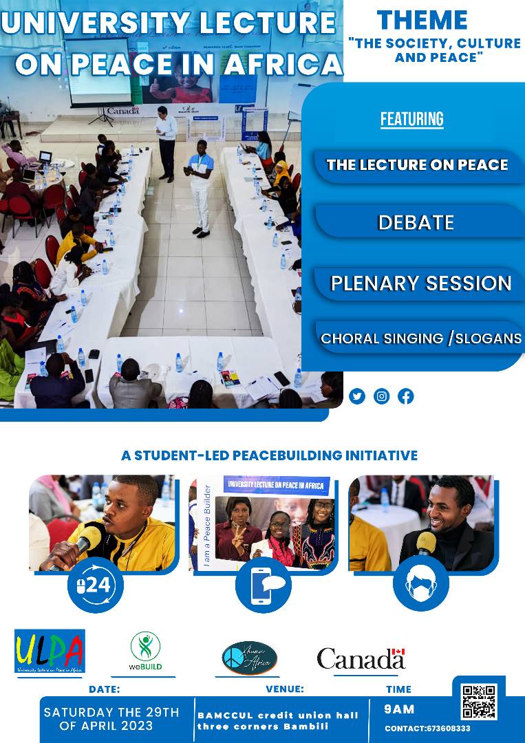 University Lecture On Peace In Africa